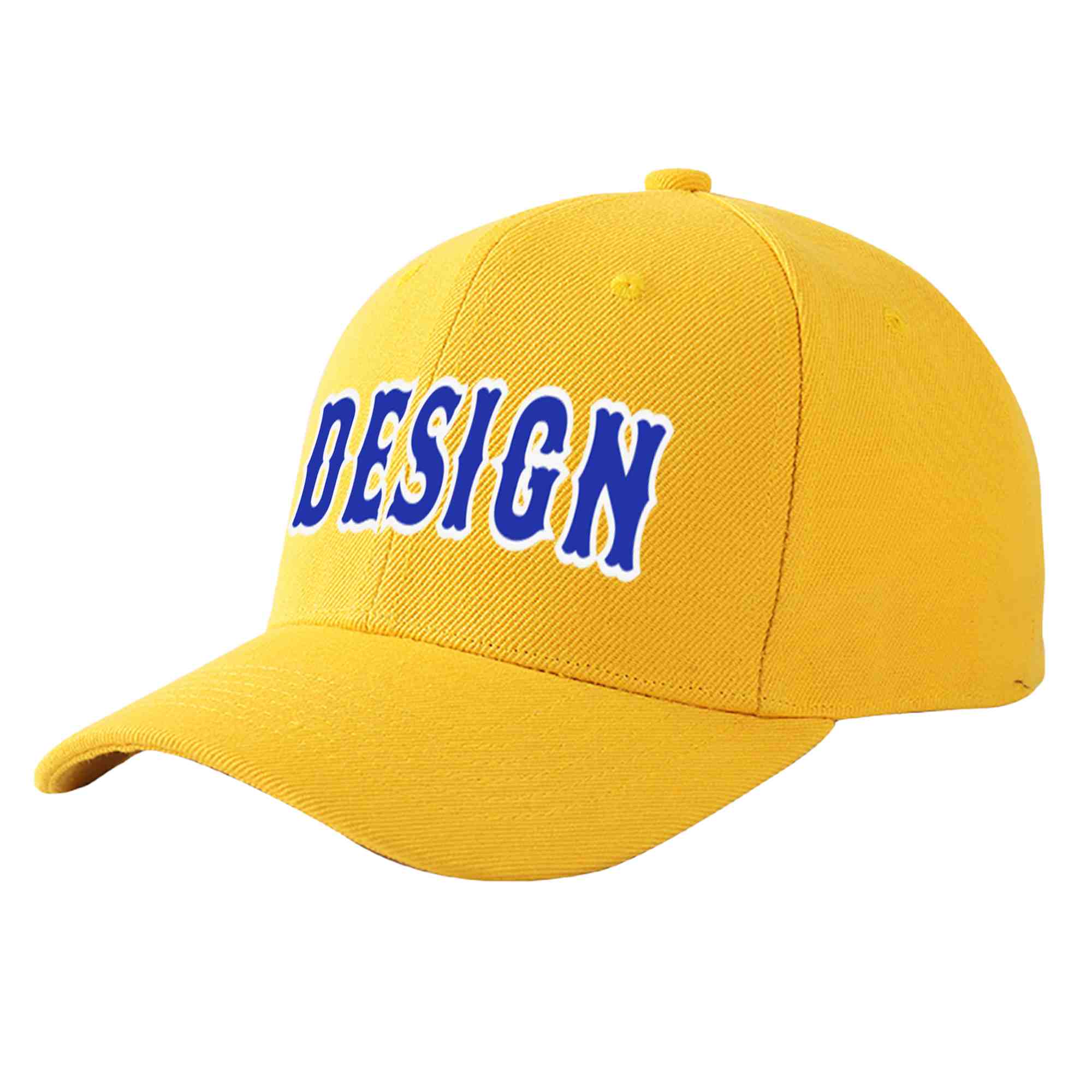 Custom Gold Royal-White Curved Eaves Sport Design Baseball Cap