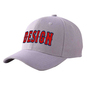 Casquette de baseball courbée Eaves Sport Design personnalisée gris rouge-marine