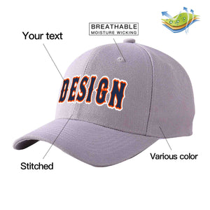 Casquette de baseball courbée Eaves Sport Design personnalisée gris marine-orange