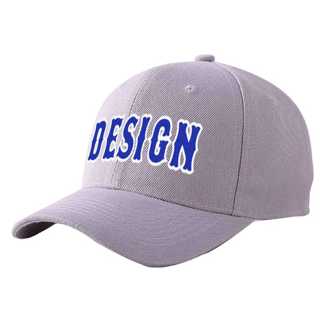 Custom Gray Royal-White Curved Eaves Sport Design Baseball Cap