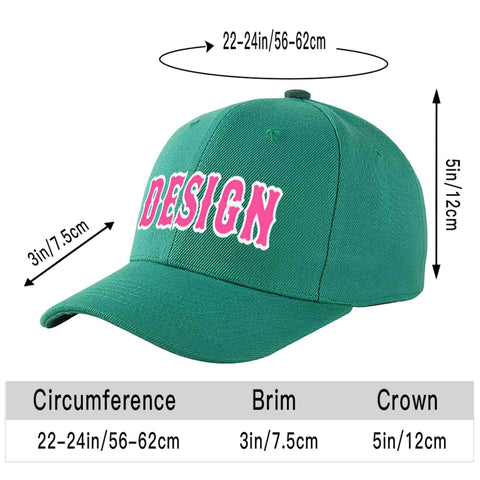 Custom Light Green Pink-White Curved Eaves Sport Design Baseball Cap