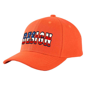 Casquette de baseball personnalisée Tangerine Vintage USA Flag-Gold Curved Eaves Sport Design