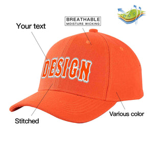 Custom Tangerine Orange-White Curved Eaves Sport Design Baseball Cap