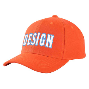 Casquette de baseball personnalisée Tangerine blanc-bleu clair incurvée Eaves Sport Design