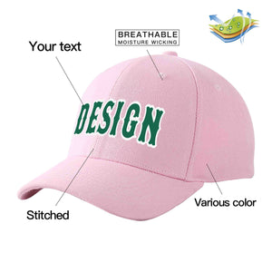 Custom Pink Kelly Green-White Curved Eaves Sport Design Baseball Cap