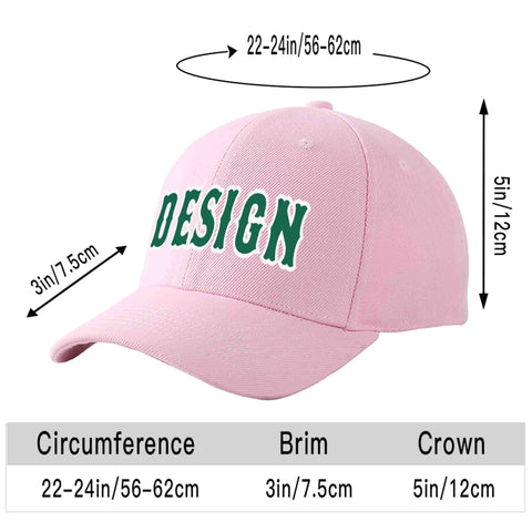 Custom Pink Kelly Green-White Curved Eaves Sport Design Baseball Cap