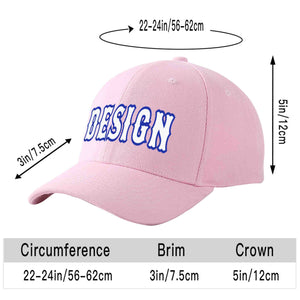 Custom Pink White-Royal Curved Eaves Sport Design Baseball Cap