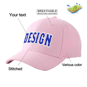 Custom Pink Royal-White Curved Eaves Sport Design Baseball Cap