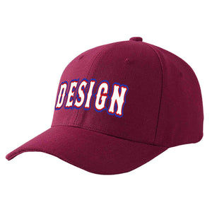 Casquette de baseball de conception de sport d'avant-toit incurvé blanc-rouge de vin rouge personnalisé