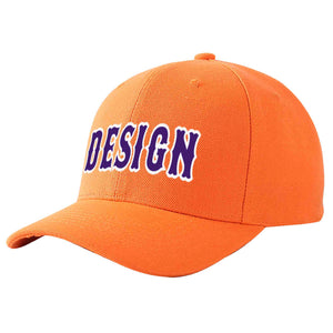 Custom Orange Purple-White Curved Eaves Sport Design Baseball Cap