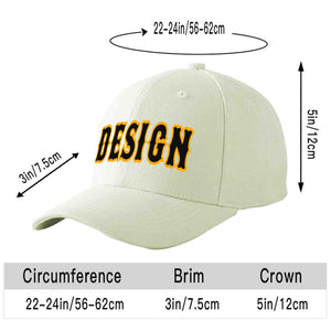 Casquette de baseball incurvée personnalisée crème noir-jaune avec avant-toit