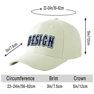 Custom Cream Navy-White Curved Eaves Sport Design Baseball Cap