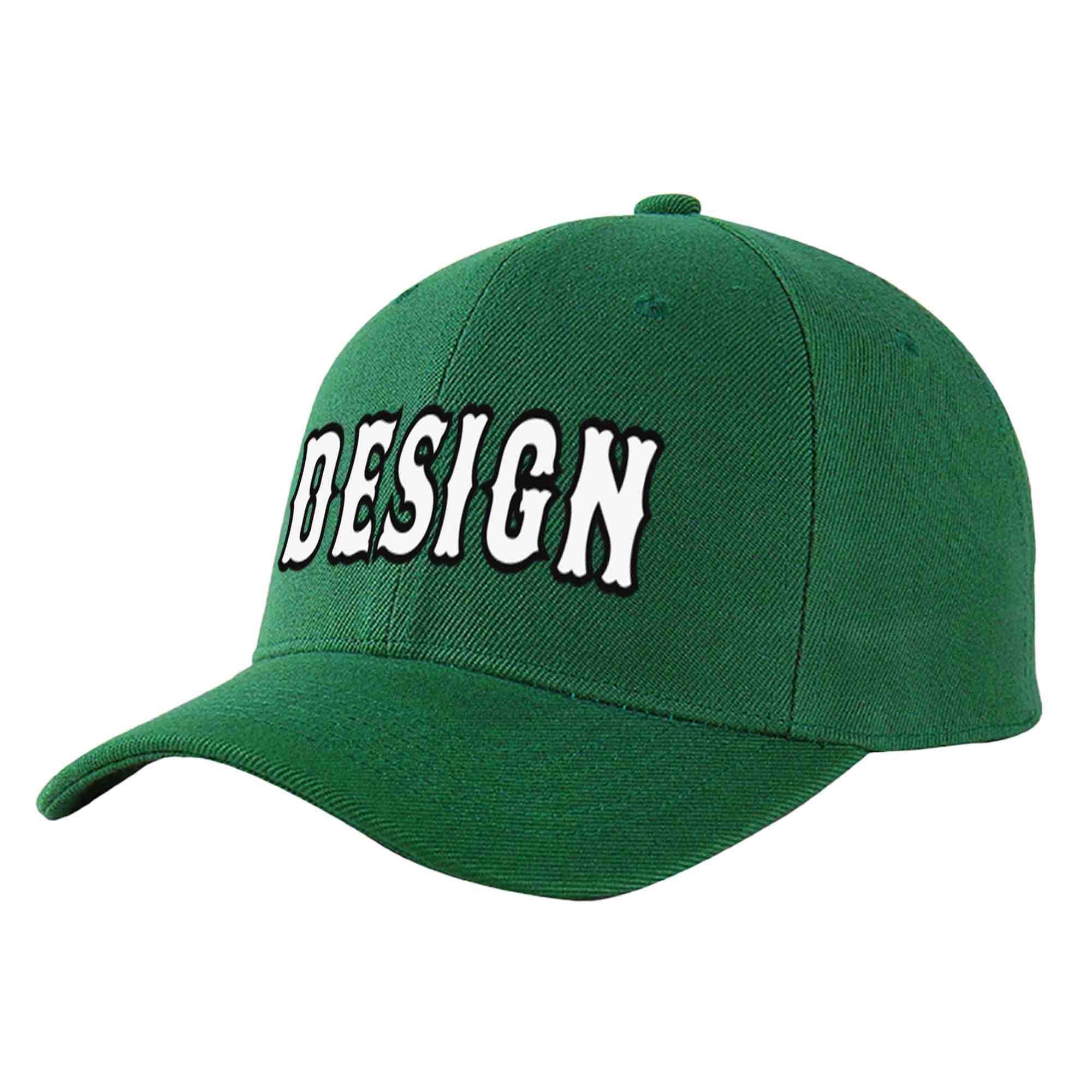 Casquette de baseball incurvée personnalisée vert blanc-noir avec avant-toit