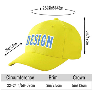 Casquette de baseball incurvée personnalisée jaune bleu clair-blanc avec avant-toit