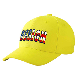 Custom Yellow Vintage USA Flag-Gold Curved Eaves Sport Design Baseball Cap