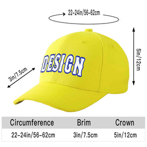 Custom Yellow Royal-White Curved Eaves Sport Design Baseball Cap