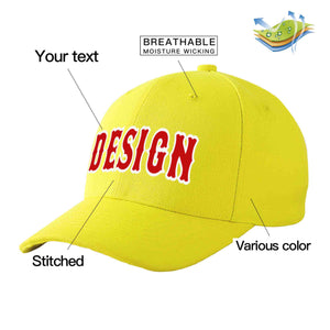 Casquette de baseball personnalisée jaune rouge-blanc avec avant-toit incurvé