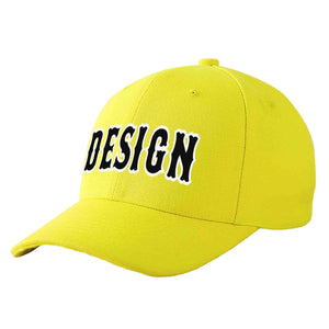 Casquette de baseball incurvée personnalisée jaune noir-blanc avec avant-toit