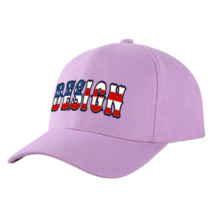 Custom Light Purple Vintage USA Flag-Gold Curved Eaves Sport Design Baseball Cap