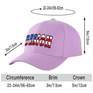 Custom Light Purple Vintage USA Flag-Gold Curved Eaves Sport Design Baseball Cap