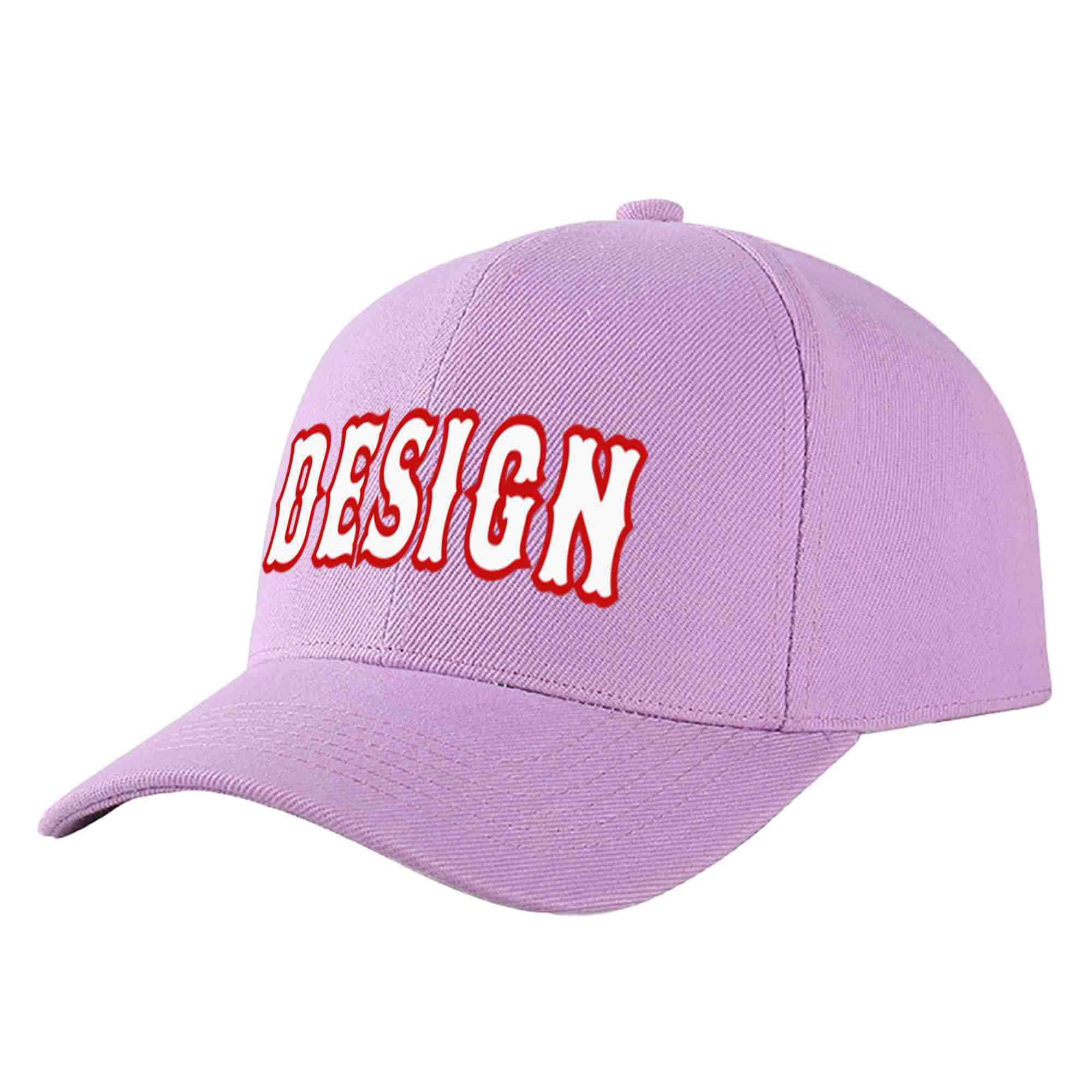 Casquette de baseball personnalisée, violet clair, blanc-rouge, design sportif, avec avant-toit incurvé