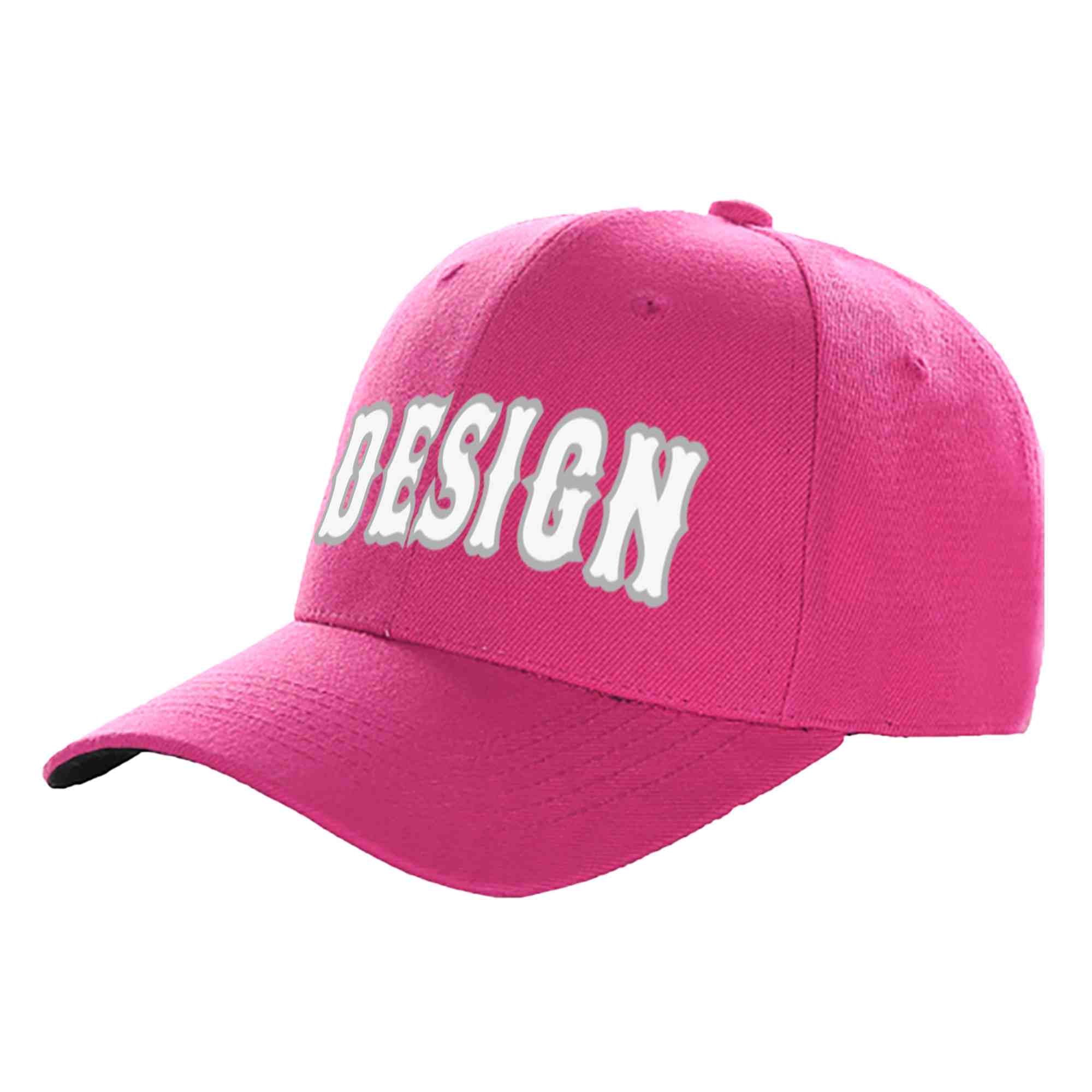 Custom Rose Red White-Gray Curved Eaves Sport Design Baseball Cap