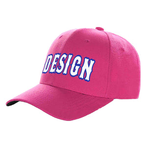 Custom Rose Red White-Royal Curved Eaves Sport Design Baseball Cap