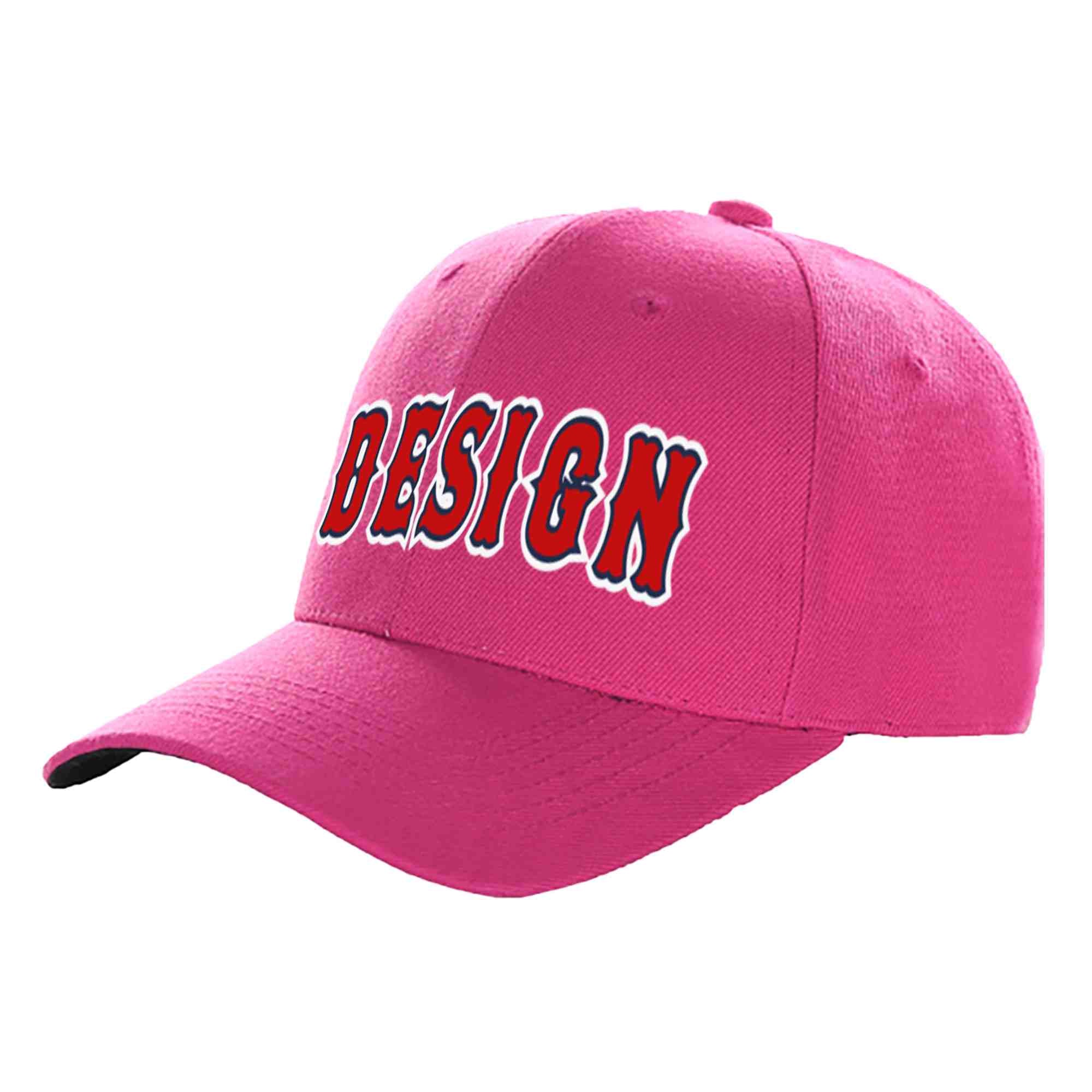 Custom Rose Red Red-Navy Curved Eaves Sport Design Baseball Cap