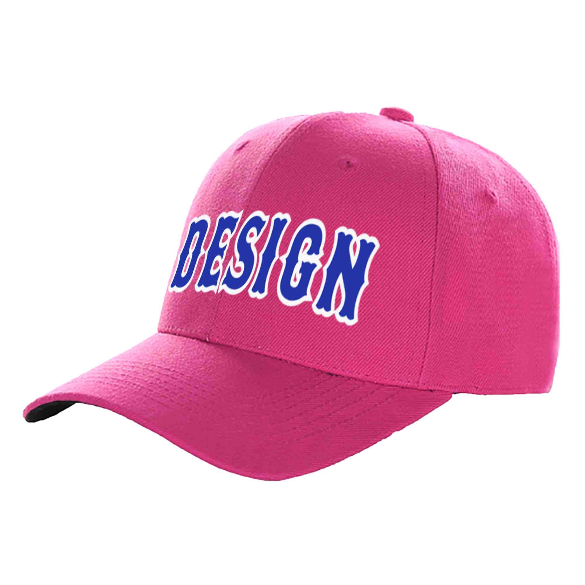 Custom Rose Red Royal-White Curved Eaves Sport Design Baseball Cap