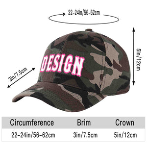 Custom Camo White-Pink Curved Eaves Sport Design Baseball Cap