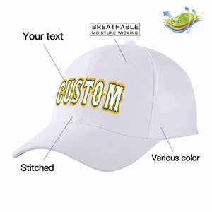 Conception personnalisée de casquette de baseball de sport incurvée blanc-vert Kelly pour hommes/femmes/jeunes