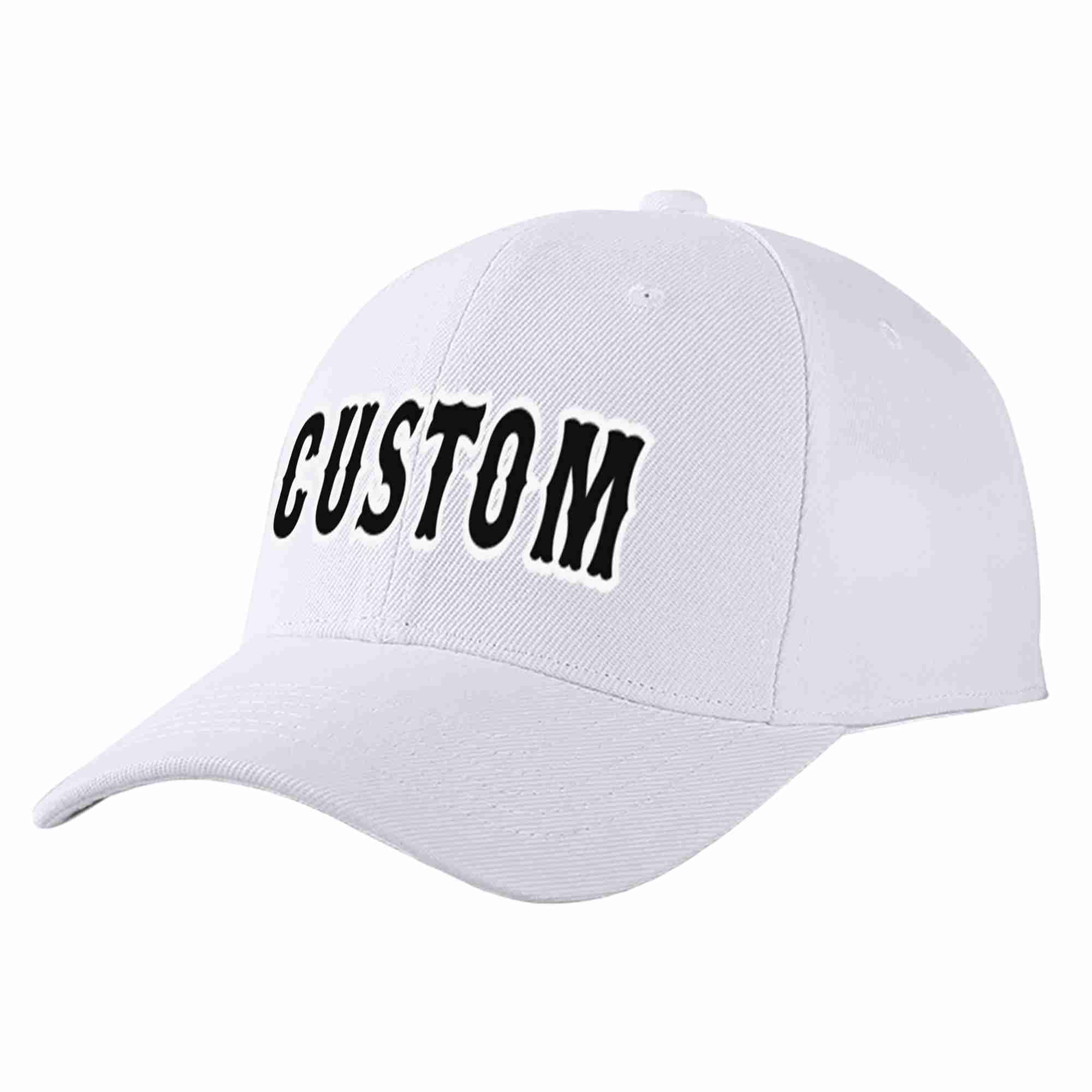 Custom White Black-White Curved Eaves Sport Baseball Cap Design for Men/Women/Youth