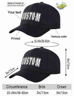 Custom Black White-Black Curved Eaves Sport Baseball Cap Design for Men/Women/Youth