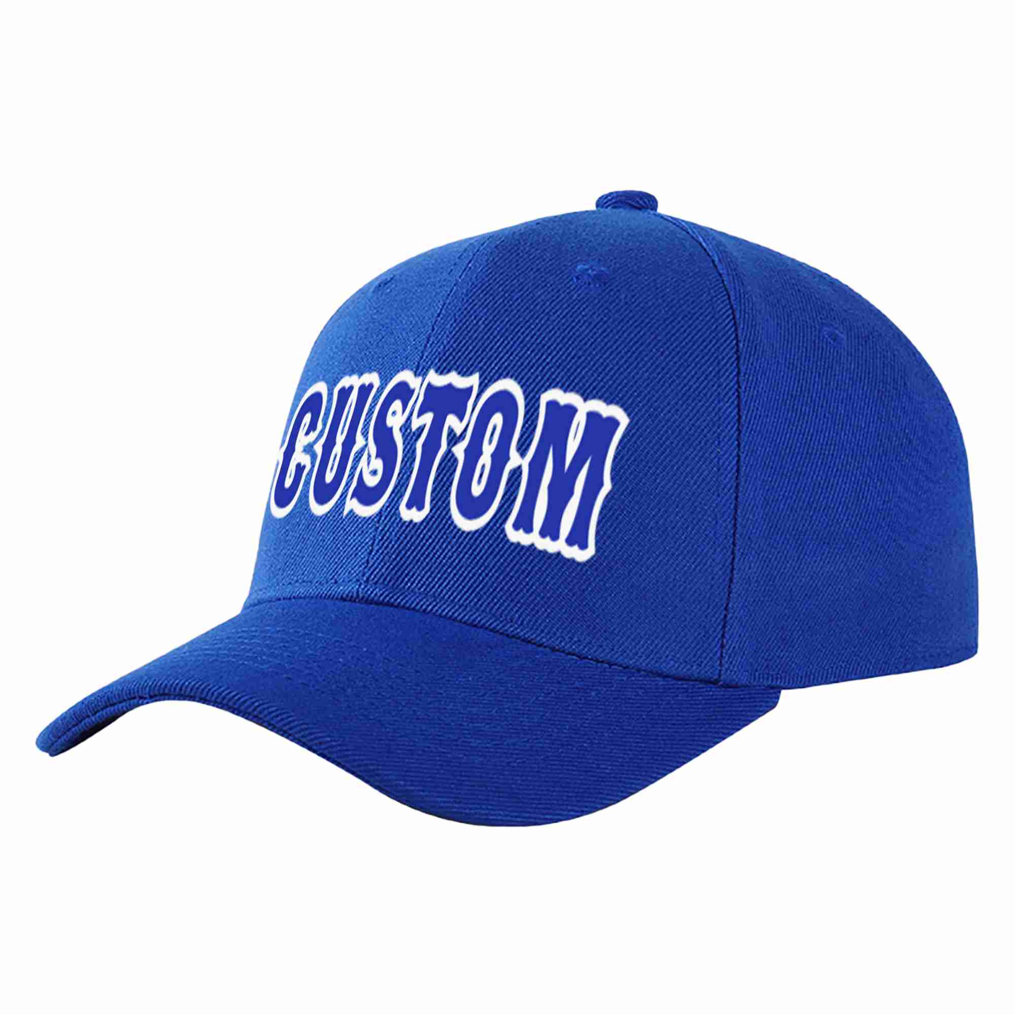 Custom Royal Royal-White Curved Eaves Sport Baseball Cap Design for Men/Women/Youth