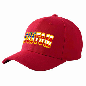 Custom Red Vintage USA Flag-Gold Curved Eaves Sport Baseball Cap Design for Men/Women/Youth