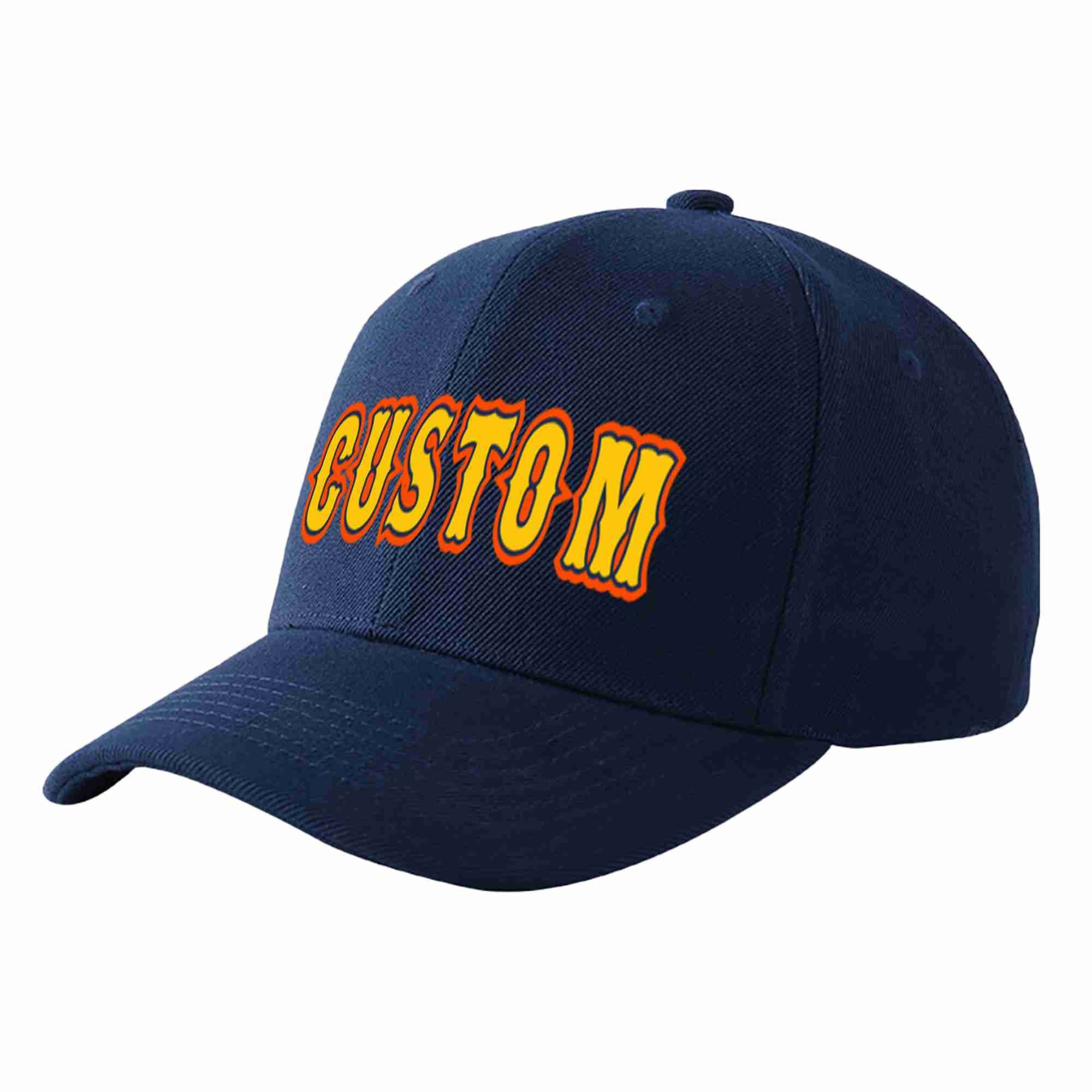 Custom Navy Gold-Navy Curved Eaves Sport Baseball Cap Design for Men/Women/Youth