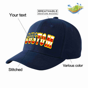 Custom Navy Vintage USA Flag-Gold Curved Eaves Sport Baseball Cap Design for Men/Women/Youth