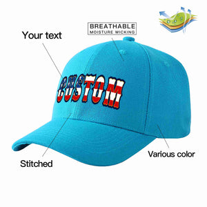 Custom Aqua Vintage USA Flag-Gold Curved Eaves Sport Baseball Cap Design for Men/Women/Youth