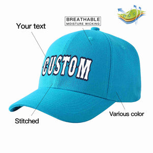 Custom Aqua White-Navy Curved Eaves Sport Baseball Cap Design for Men/Women/Youth