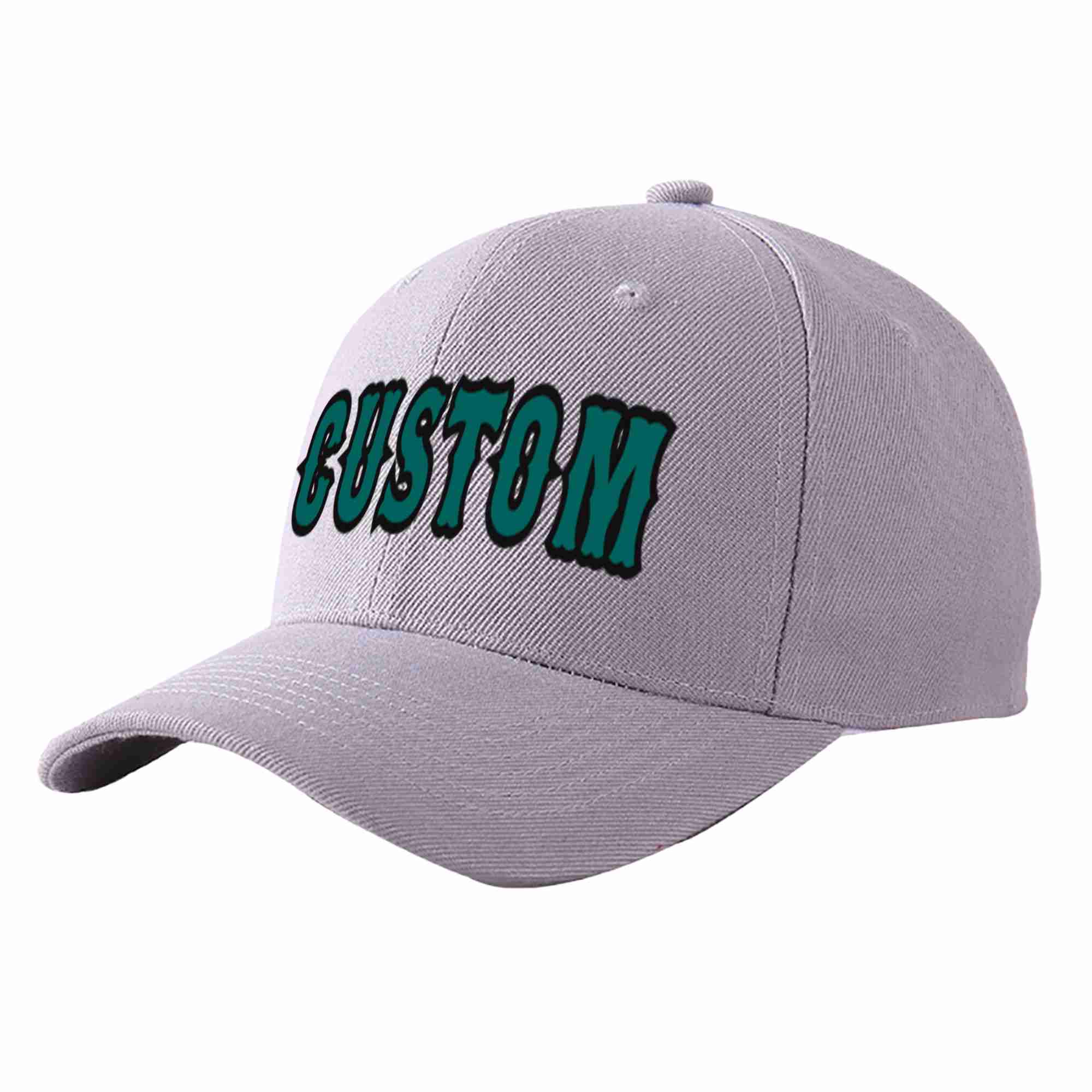 Conception personnalisée de casquette de baseball de sport incurvée gris aqua-noir pour hommes/femmes/jeunes