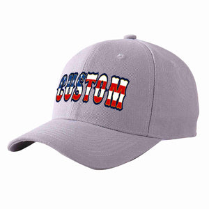 Custom Gray Vintage USA Flag-Gold Curved Eaves Sport Baseball Cap Design for Men/Women/Youth