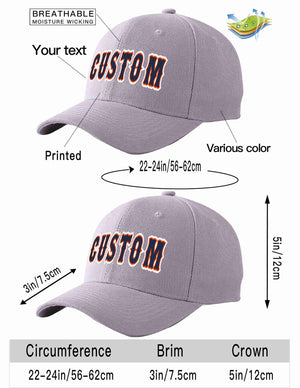 Conception personnalisée de casquette de baseball de sport incurvée gris marine-orange pour hommes/femmes/jeunes