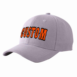 Custom Gray Orange-Black Curved Eaves Sport Baseball Cap Design for Men/Women/Youth