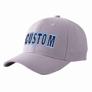 Conception personnalisée de casquette de baseball de sport incurvée gris marine-blanc pour hommes/femmes/jeunes