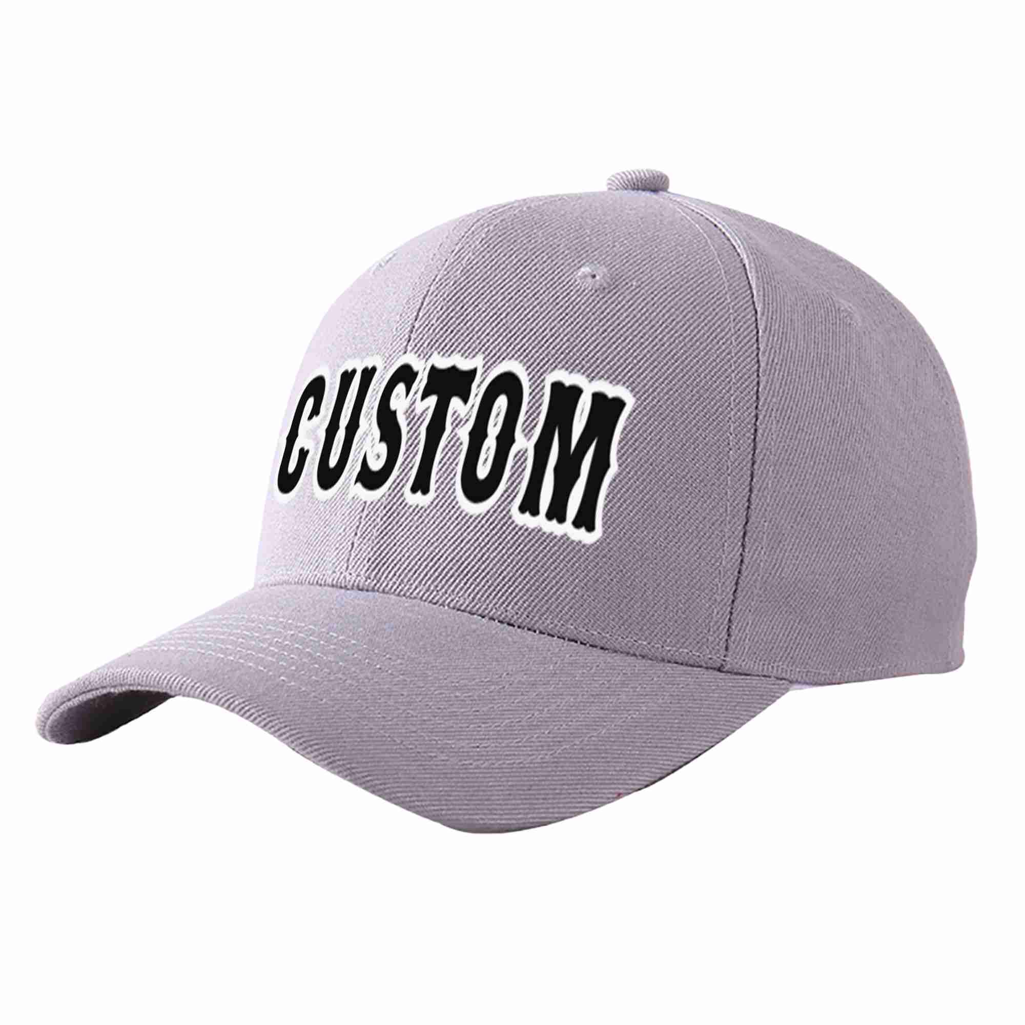 Custom Gray Black-White Curved Eaves Sport Baseball Cap Design for Men/Women/Youth