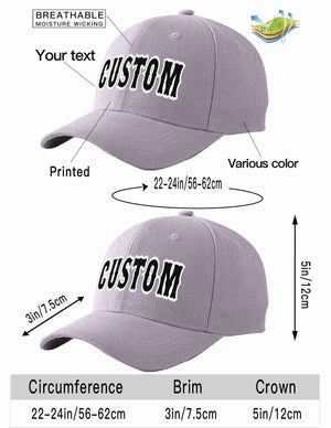 Custom Gray Black-White Curved Eaves Sport Baseball Cap Design for Men/Women/Youth