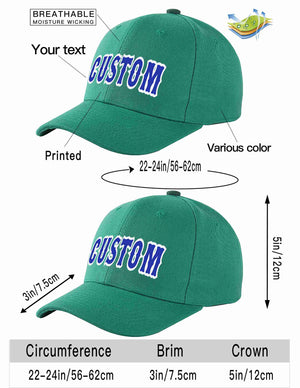 Custom Light Green Royal-White Curved Eaves Sport Baseball Cap Design for Men/Women/Youth