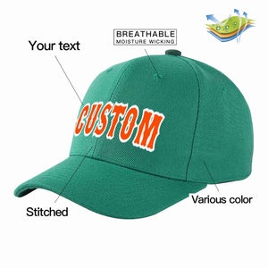 Custom Light Green Orange-White Curved Eaves Sport Baseball Cap Design for Men/Women/Youth