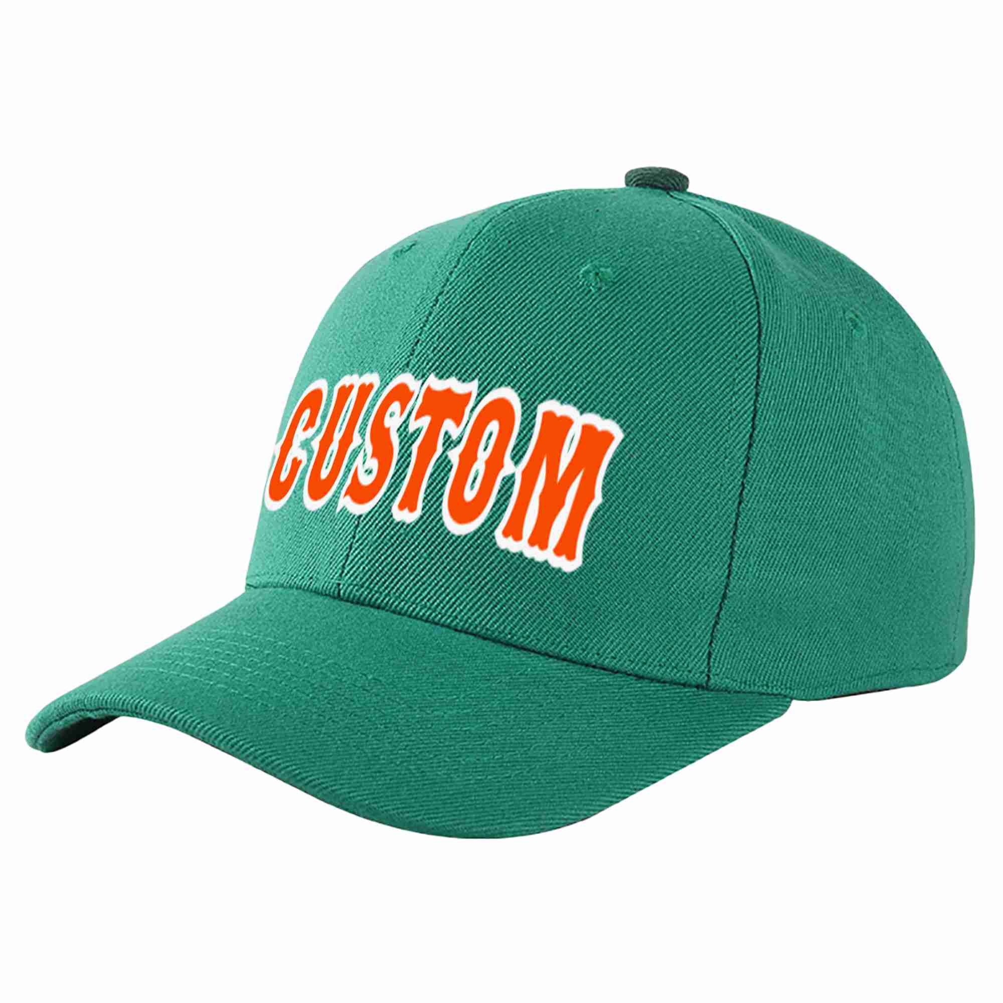 Custom Light Green Orange-White Curved Eaves Sport Baseball Cap Design for Men/Women/Youth