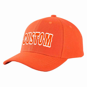 Custom Tangerine Orange-White Curved Eaves Sport Baseball Cap Design for Men/Women/Youth